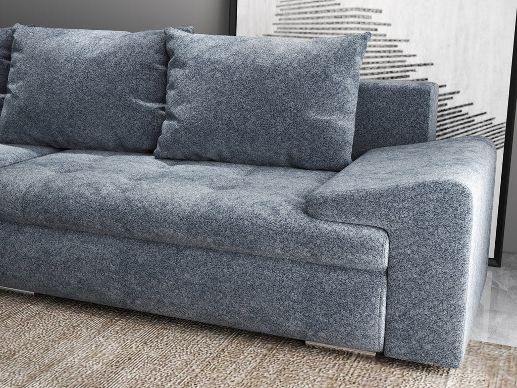 Colțar extensibil dumonde cu ladă de depozitare si sezut confortabil din spuma high-density, Leonardo Euphoria Grafit 260x185 cm