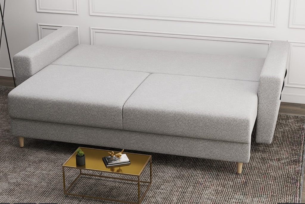 Canapea extensibilă dumonde cu ladă de depozitare si sezut confortabil din spuma high-density, Summer Euphoria Dove 225x100 cm