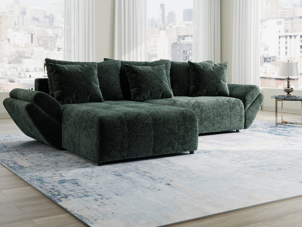 Colțar extensibil dumonde cu ladă de depozitare si sezut confortabil din spuma high-density, Berlin Euphoria Verde 280x185 cm