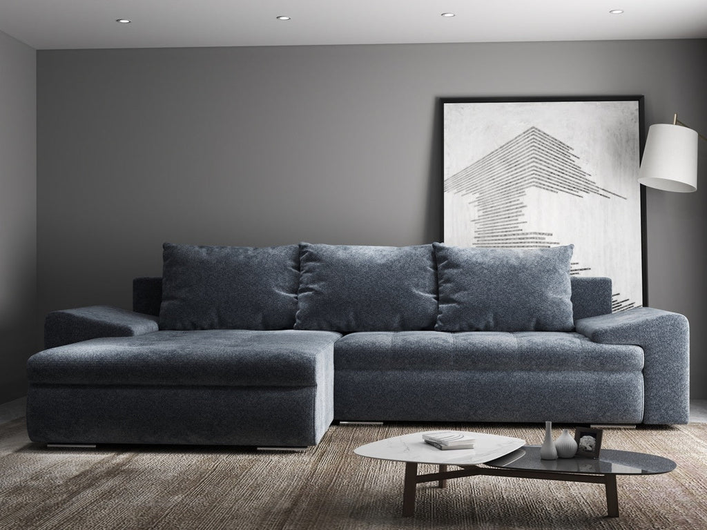 Colțar extensibil dumonde cu ladă de depozitare si sezut confortabil din spuma high-density, Leonardo Euphoria Grafit 260x185 cm