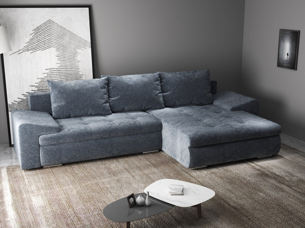 Colțar extensibil dumonde cu ladă de depozitare si sezut confortabil din spuma high-density, Leonardo Euphoria Grafit 260x185 cm II