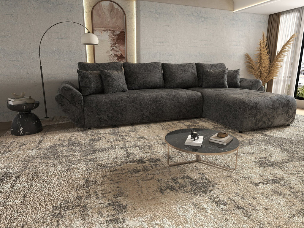 Colțar extensibil dumonde cu ladă de depozitare si sezut confortabil din spuma high-density, Berlin XL Euphoria Negru 350x185 cm II