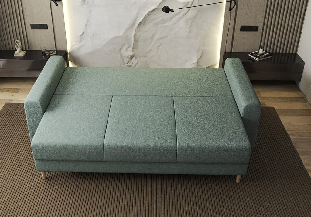 Canapea extensibilă dumonde cu ladă de depozitare si sezut confortabil din spuma high-density, Kronos Enjoy Mint 210x100 cm