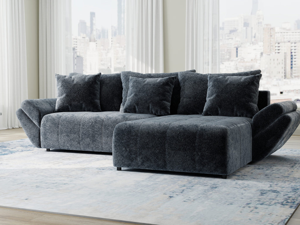 Colțar extensibil dumonde cu ladă de depozitare si sezut confortabil din spuma high-density, Berlin Euphoria Gri Grafit 280x185 cm II