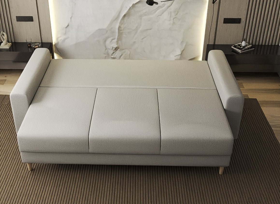 Canapea extensibilă dumonde cu ladă de depozitare si sezut confortabil din spuma high-density, Kronos Enjoy Bej 210x100 cm