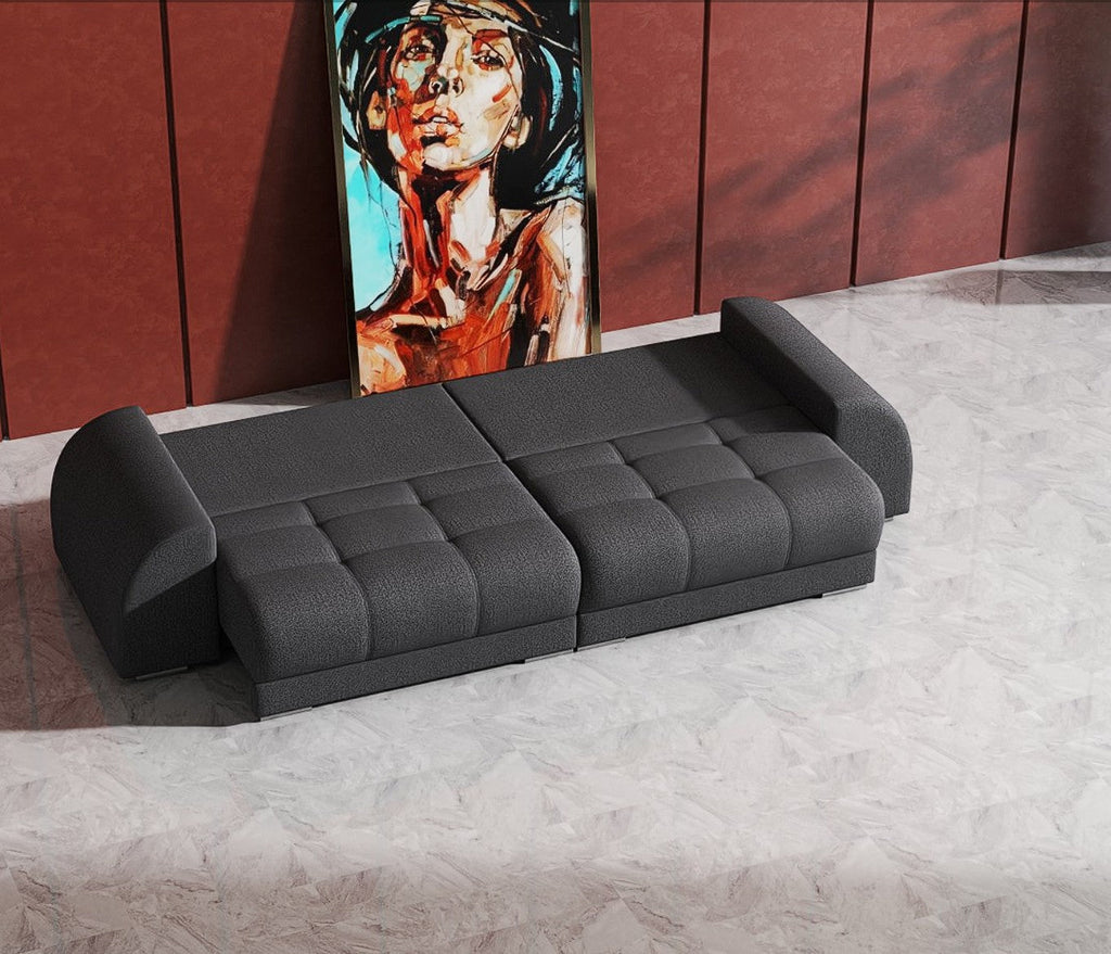 Canapea extensibilă dumonde cu 2 lăzi de depozitare si sezut confortabil din spuma high-density, Verona Enjoy Graphite 310x100 cm