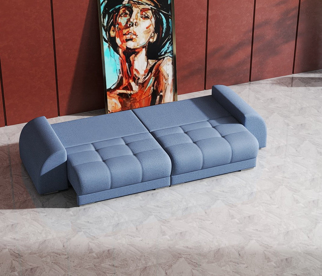 Canapea extensibilă dumonde cu 2 lăzi de depozitare si sezut confortabil din spuma high-density, Verona Enjoy Blue 310x100 cm