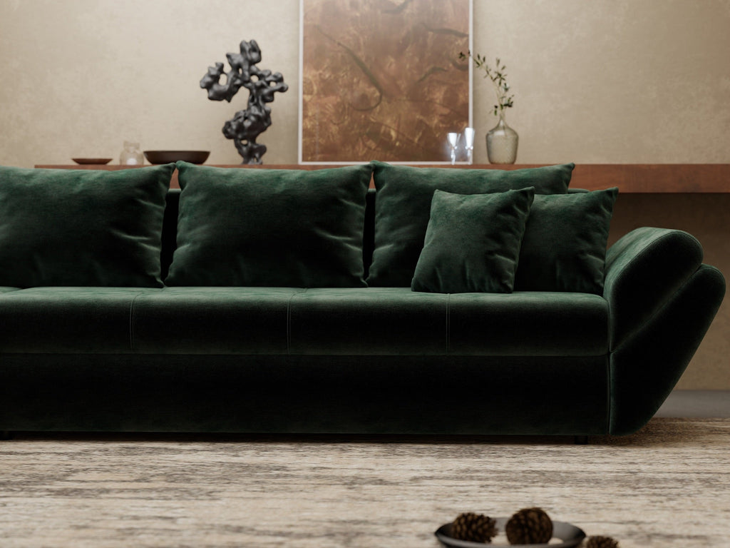 Colțar extensibil dumonde cu ladă de depozitare si sezut confortabil din spuma high-density, Loana XL Monolith Verde 335x185 cm