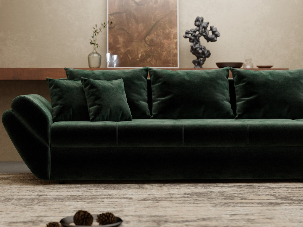 Colțar extensibil dumonde cu ladă de depozitare si sezut confortabil din spuma high-density, Loana XL Monolith Verde II 335x185 cm