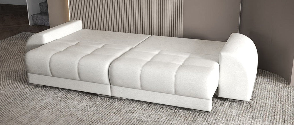 Canapea extensibilă dumonde cu 2 lăzi de depozitare si sezut confortabil din spuma high-density, Verona Euphoria Ivory 310x100 cm