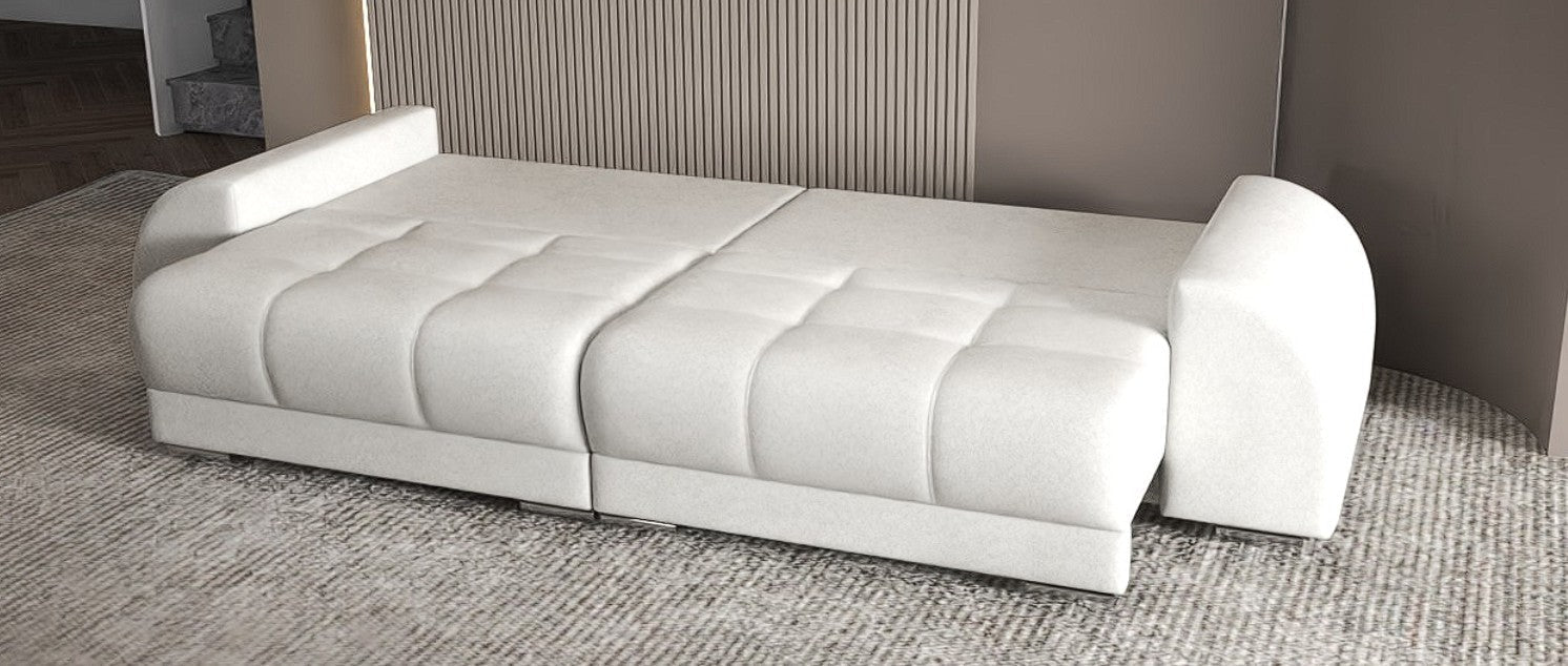 Canapea extensibilă dumonde cu 2 lăzi de depozitare si sezut confortabil din spuma high-density, Verona Euphoria Ivory 310x100 cm
