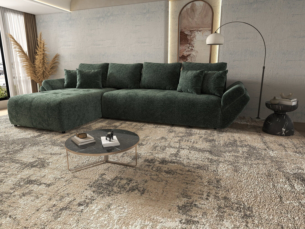Colțar extensibil dumonde cu ladă de depozitare si sezut confortabil din spuma high-density, Berlin XL Euphoria Green 350x185 cm