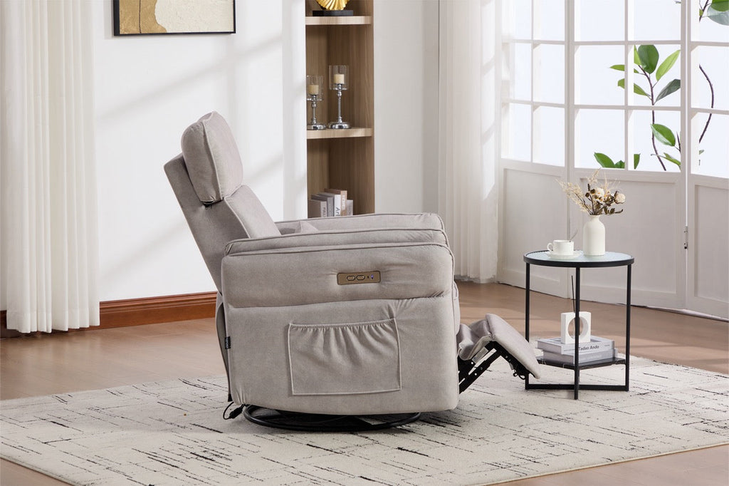 Fotoliu recliner electric dumonde cu funcție de balansare ,rotire și incarcare USB C Tavero