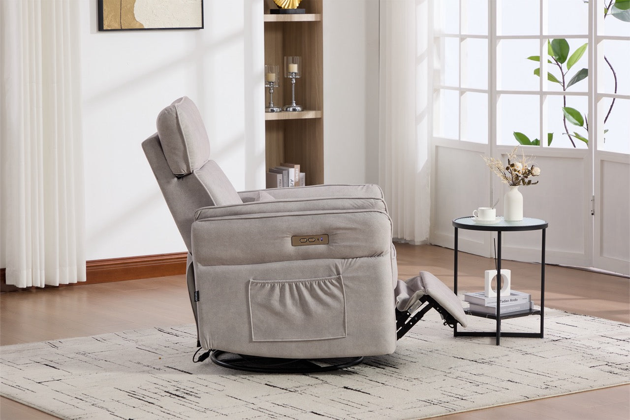 Fotoliu recliner electric dumonde cu funcție de balansare ,rotire și incarcare USB C Tavero