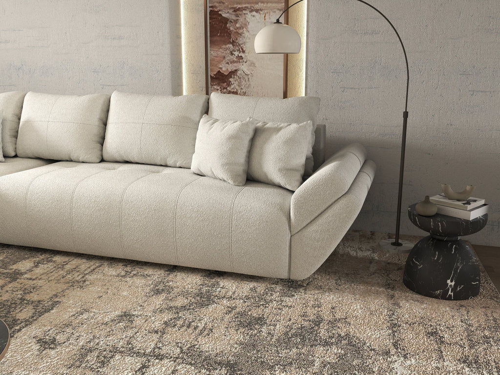 Colțar extensibil dumonde cu ladă de depozitare si sezut confortabil din spuma high-density, Berlin XL Euphoria Ivory 350x185 cm