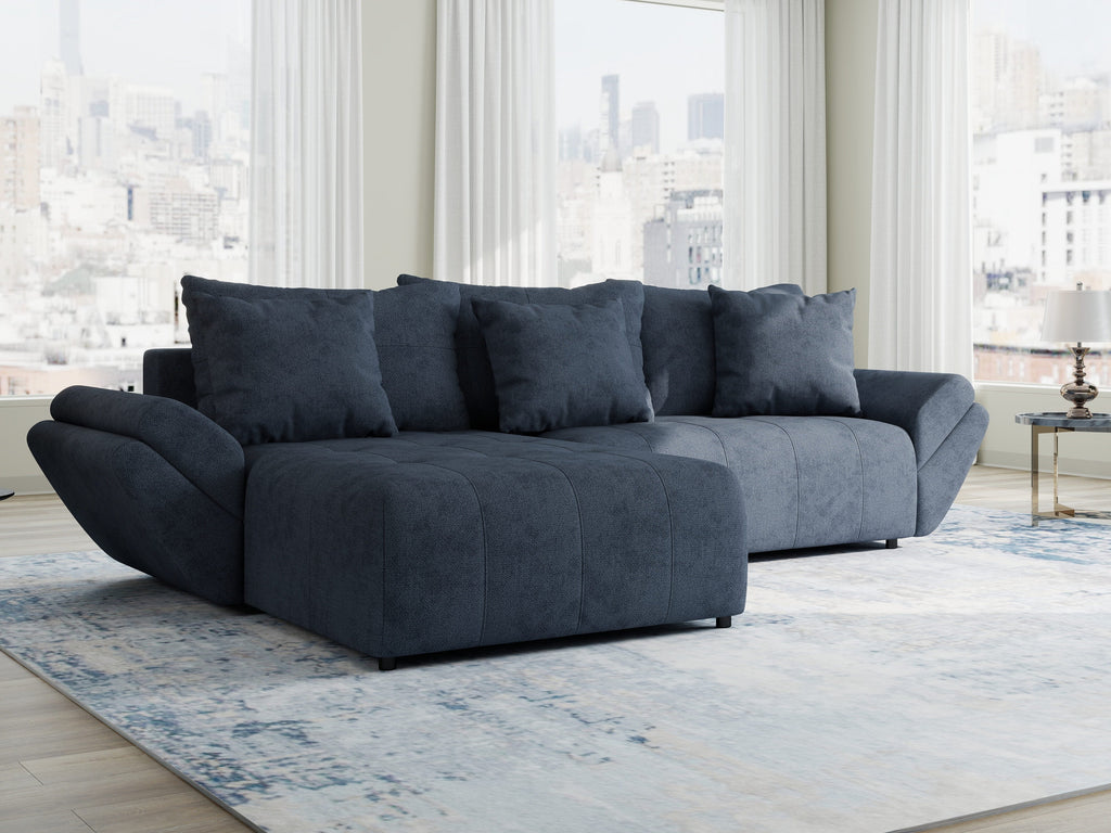 Colțar extensibil dumonde cu ladă de depozitare si sezut confortabil din spuma high-density, Berlin Enjoy Antracit 280x185 cm