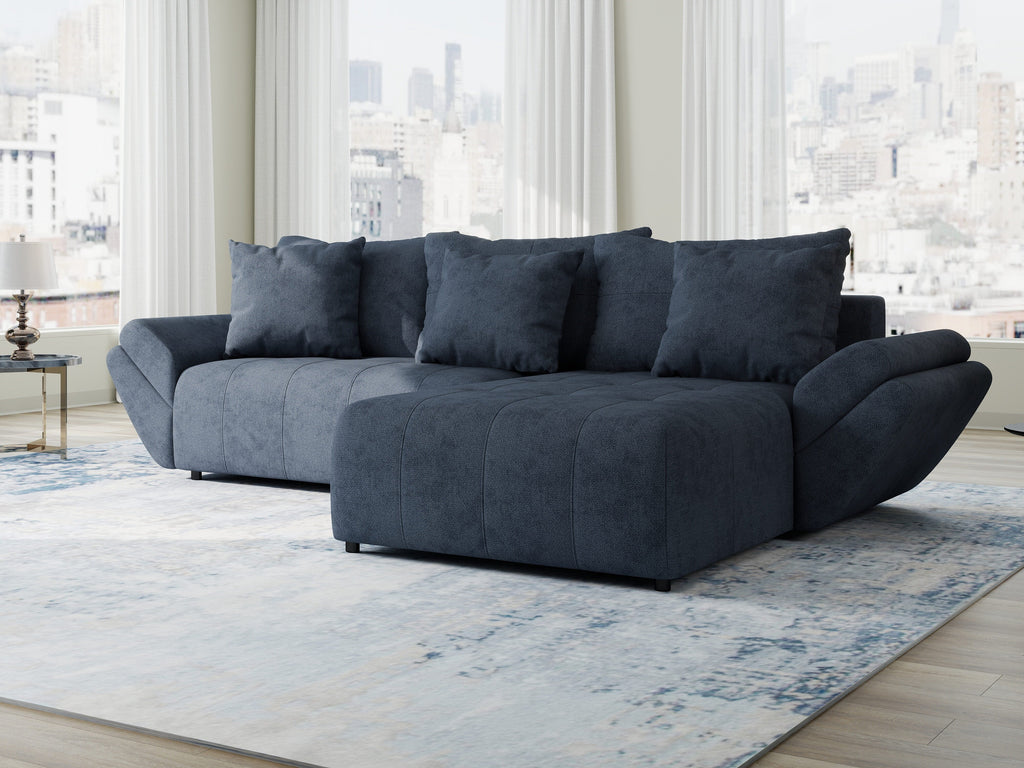 Colțar extensibil dumonde cu ladă de depozitare si sezut confortabil din spuma high-density, Berlin Enjoy Antracit 280x185 cm II