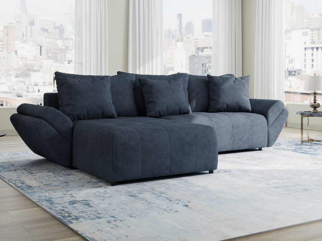 Colțar extensibil dumonde cu ladă de depozitare si sezut confortabil din spuma high-density, Berlin Enjoy Antracit 280x185 cm