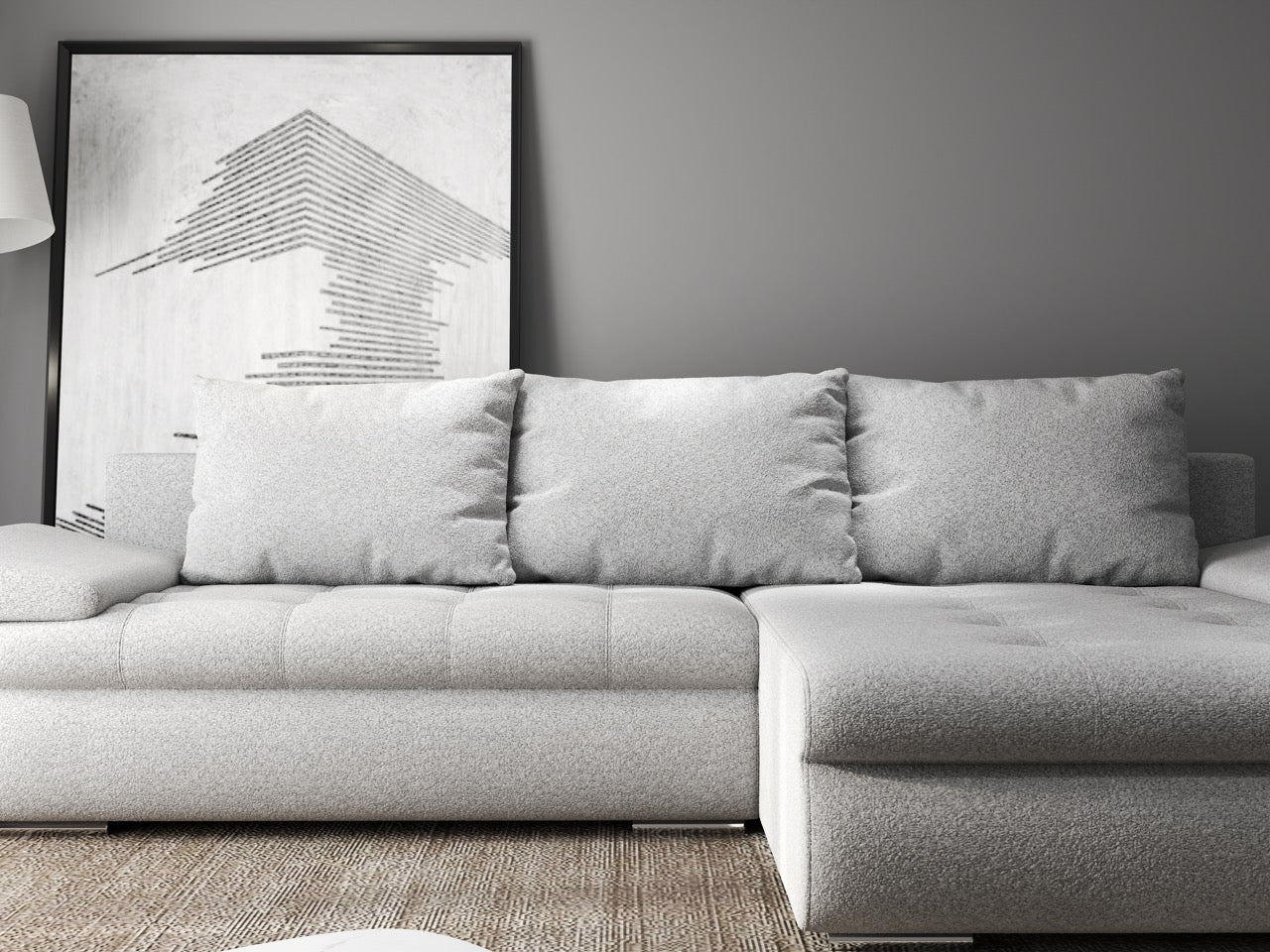 Colțar extensibil dumonde cu ladă de depozitare si sezut confortabil din spuma high-density, Leonardo Euphoria Dove 260x185 cm II