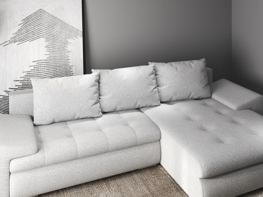 Colțar extensibil dumonde cu ladă de depozitare si sezut confortabil din spuma high-density, Leonardo Euphoria Dove 260x185 cm II