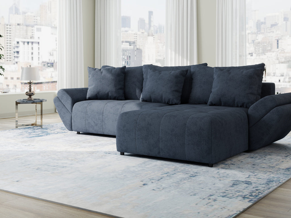 Colțar extensibil dumonde cu ladă de depozitare si sezut confortabil din spuma high-density, Berlin Enjoy Antracit 280x185 cm II