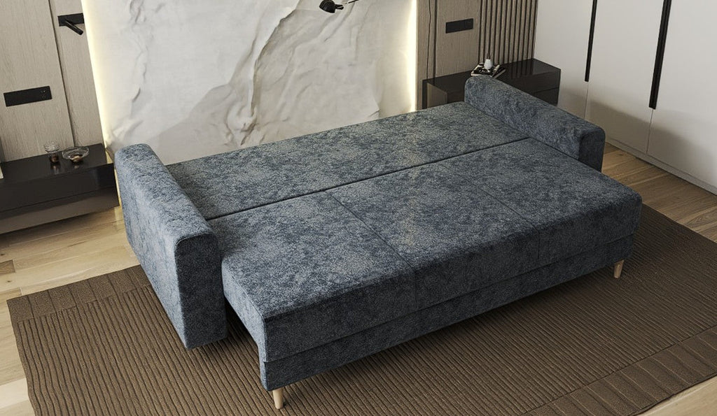 Canapea extensibilă dumonde cu ladă de depozitare si sezut confortabil din spuma high-density, Kronos Euphoria Grafit 210x100 cm