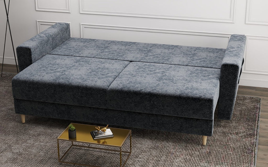 Canapea extensibilă dumonde cu ladă de depozitare si sezut confortabil din spuma high-density, Summer Euphoria Grafit 225x100 cm