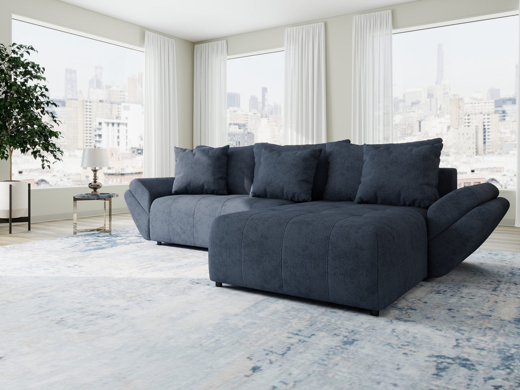 Colțar extensibil dumonde cu ladă de depozitare si sezut confortabil din spuma high-density, Berlin Enjoy Antracit 280x185 cm II