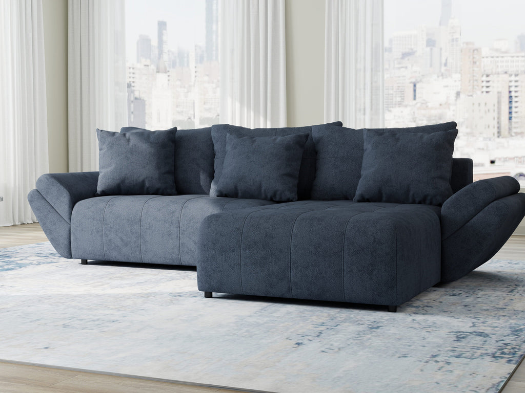 Colțar extensibil dumonde cu ladă de depozitare si sezut confortabil din spuma high-density, Berlin Enjoy Antracit 280x185 cm II