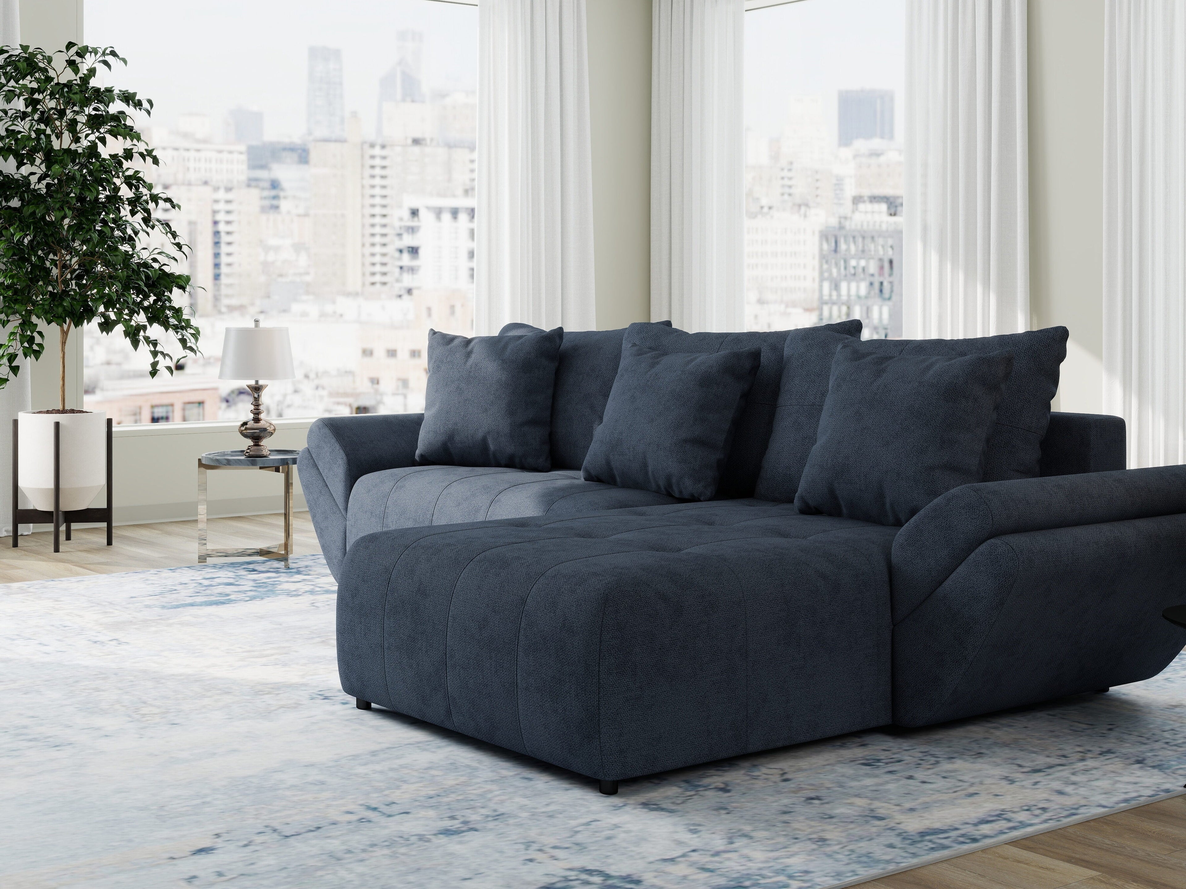 Colțar extensibil dumonde cu ladă de depozitare si sezut confortabil din spuma high-density, Berlin Enjoy Antracit 280x185 cm II