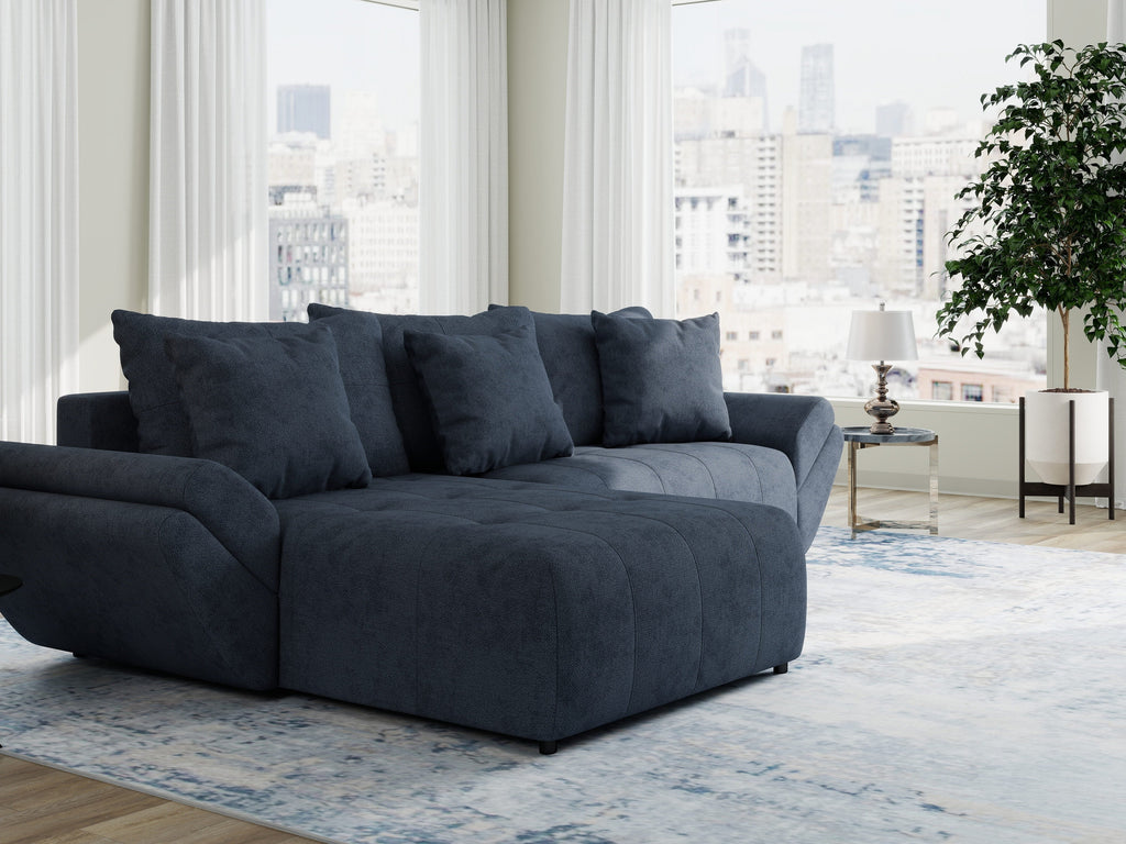 Colțar extensibil dumonde cu ladă de depozitare si sezut confortabil din spuma high-density, Berlin Enjoy Antracit 280x185 cm