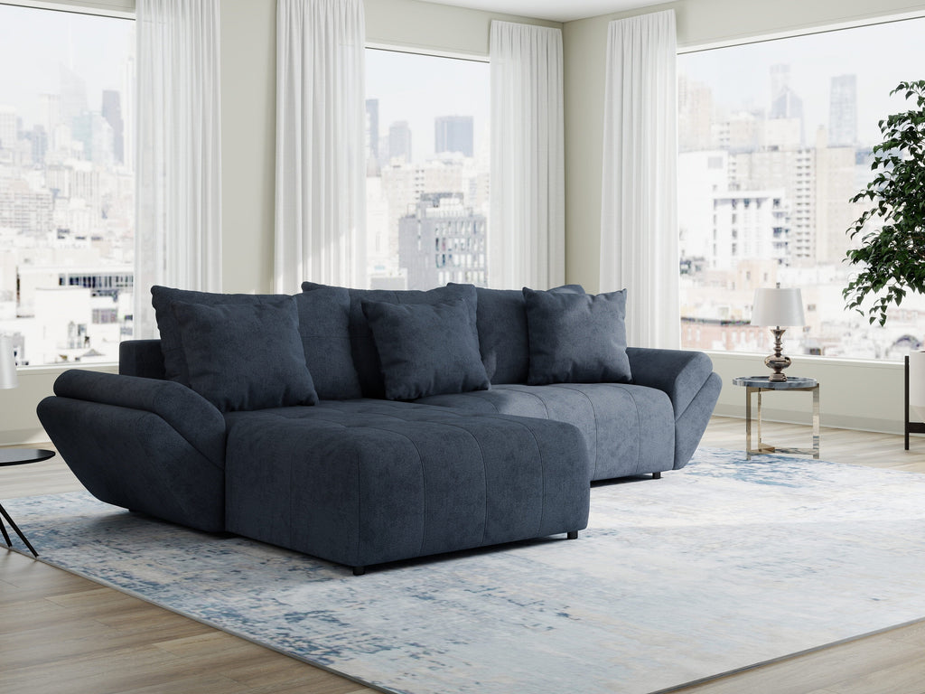 Colțar extensibil dumonde cu ladă de depozitare si sezut confortabil din spuma high-density, Berlin Enjoy Antracit 280x185 cm