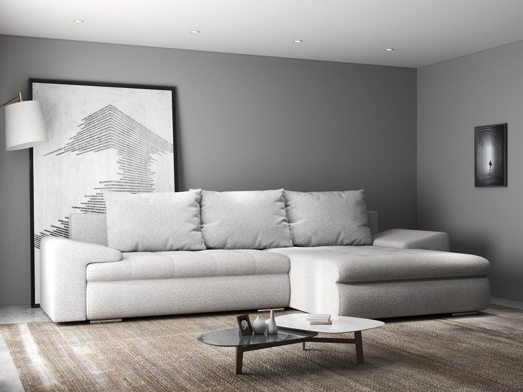 Colțar extensibil dumonde cu ladă de depozitare si sezut confortabil din spuma high-density, Leonardo Euphoria Dove 260x185 cm II