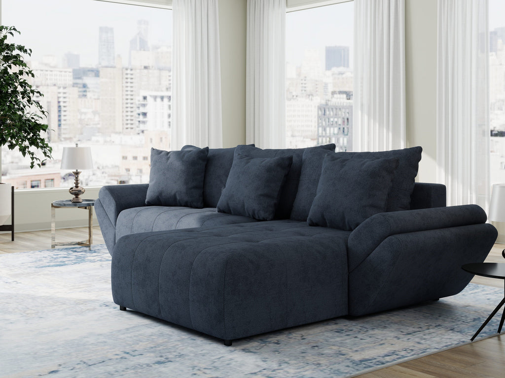 Colțar extensibil dumonde cu ladă de depozitare si sezut confortabil din spuma high-density, Berlin Enjoy Antracit 280x185 cm II