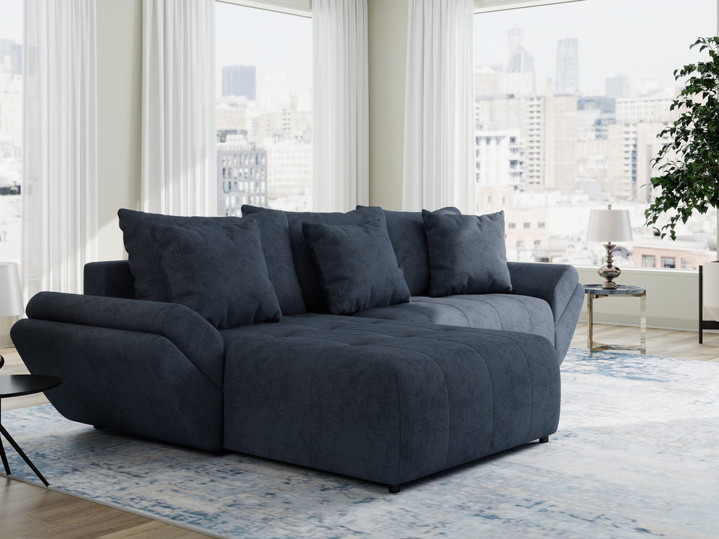 Colțar extensibil dumonde cu ladă de depozitare si sezut confortabil din spuma high-density, Berlin Enjoy Antracit 280x185 cm