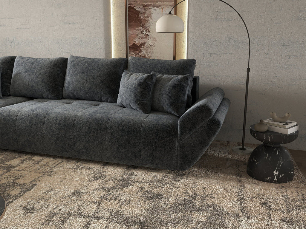 Colțar extensibil dumonde cu ladă de depozitare si sezut confortabil din spuma high-density, Berlin XL Euphoria Graphite 350x185 cm