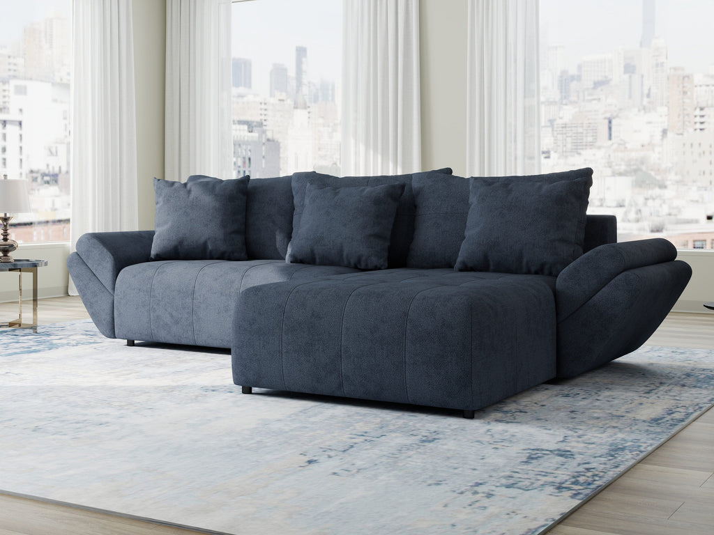 Colțar extensibil dumonde cu ladă de depozitare si sezut confortabil din spuma high-density, Berlin Enjoy Antracit 280x185 cm II