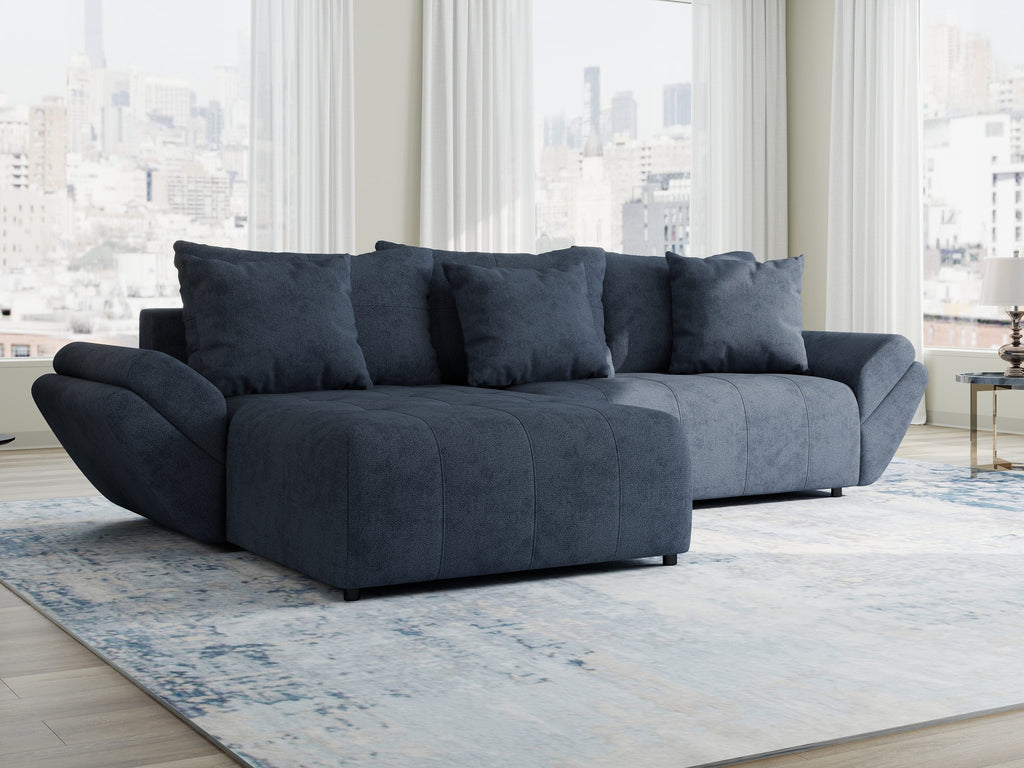 Colțar extensibil dumonde cu ladă de depozitare si sezut confortabil din spuma high-density, Berlin Enjoy Antracit 280x185 cm
