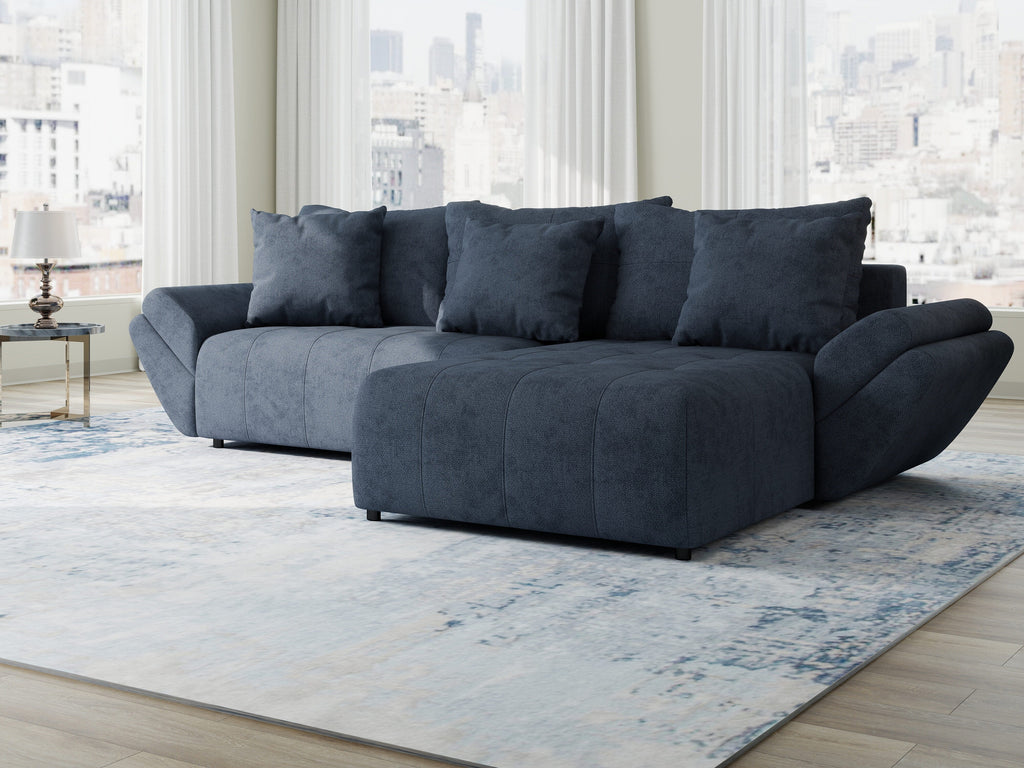 Colțar extensibil dumonde cu ladă de depozitare si sezut confortabil din spuma high-density, Berlin Enjoy Antracit 280x185 cm II