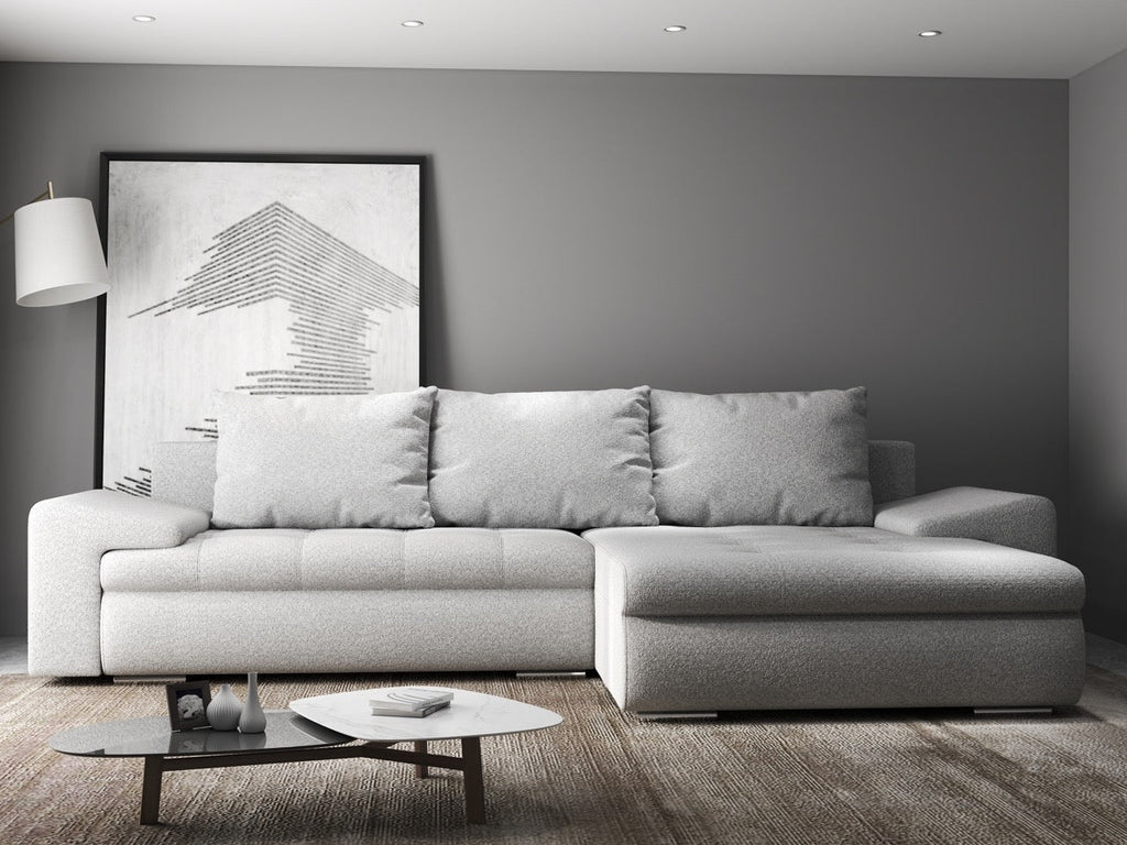 Colțar extensibil dumonde cu ladă de depozitare si sezut confortabil din spuma high-density, Leonardo Euphoria Dove 260x185 cm II