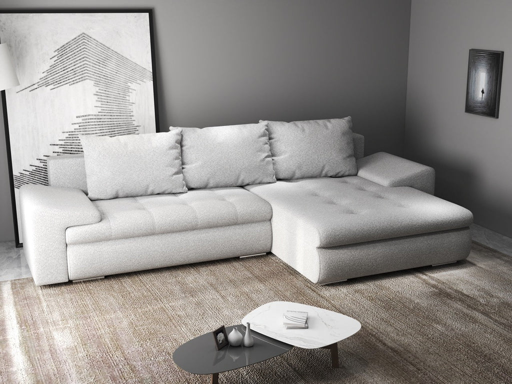 Colțar extensibil dumonde cu ladă de depozitare si sezut confortabil din spuma high-density, Leonardo Euphoria Dove 260x185 cm II