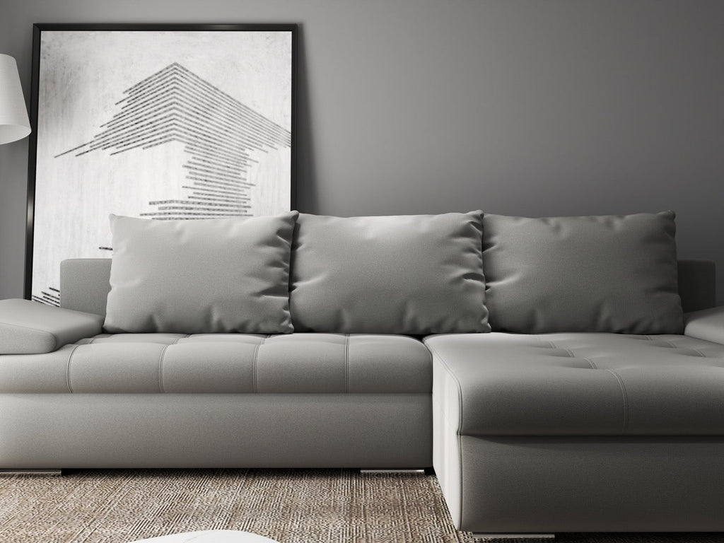 Colțar extensibil dumonde cu ladă de depozitare si sezut confortabil din spuma high-density, Leonardo Royal Gri 260x185 cm II