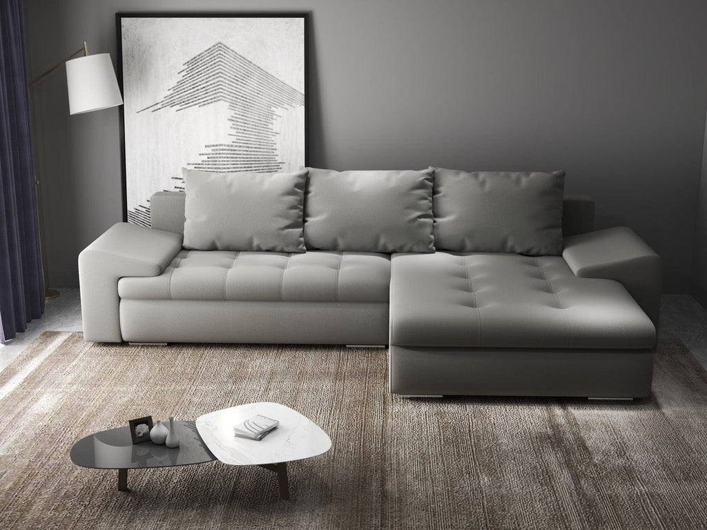 Colțar extensibil dumonde cu ladă de depozitare si sezut confortabil din spuma high-density, Leonardo Royal Gri 260x185 cm II