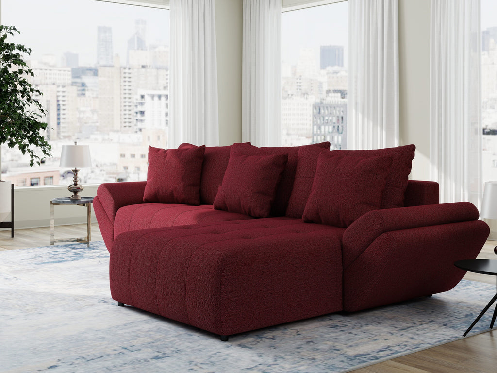 Colțar extensibil dumonde cu ladă de depozitare si sezut confortabil din spuma high-density, Berlin Enjoy Rosu 280x185 cm II
