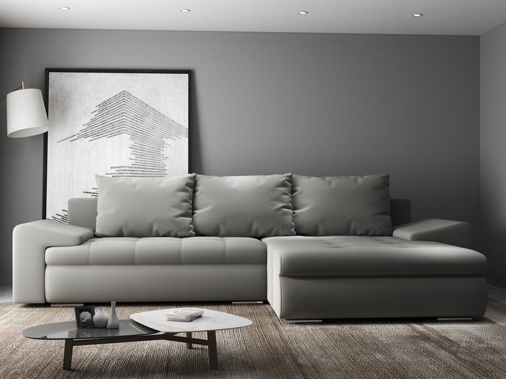 Colțar extensibil dumonde cu ladă de depozitare si sezut confortabil din spuma high-density, Leonardo Royal Gri 260x185 cm II