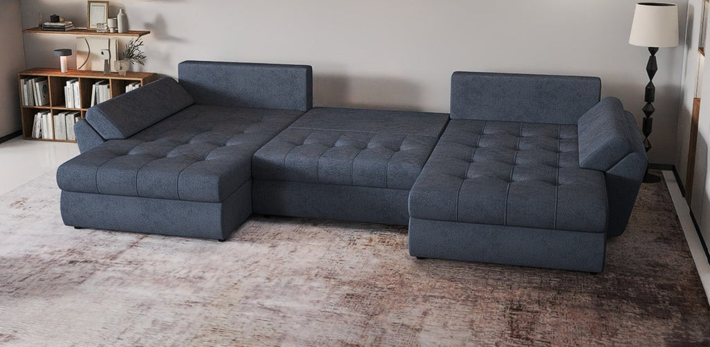 Colțar extensibil dumonde cu ladă de depozitare si sezut confortabil din spuma high-density, Loana U Enjoy Antracit 355x185 cm