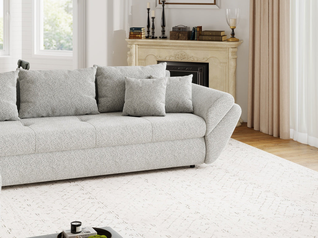 Colțar extensibil dumonde cu ladă de depozitare si sezut confortabil din spuma high-density, Loana XL Arena Gri 335x185 cm