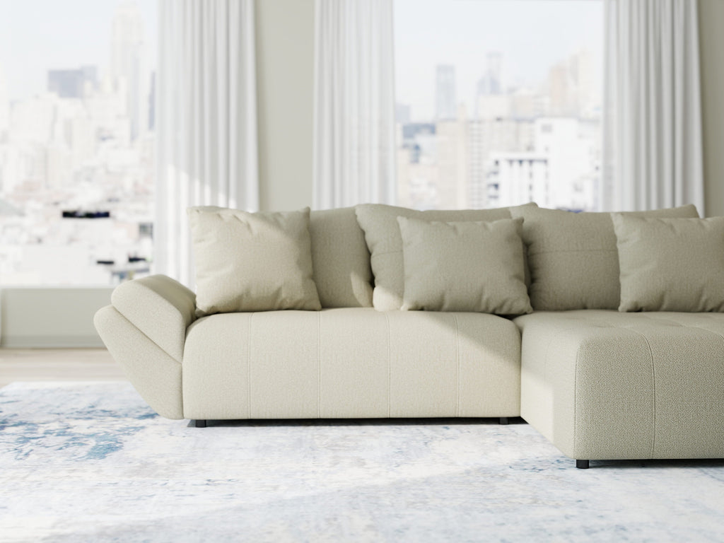 Colțar extensibil dumonde cu ladă de depozitare si sezut confortabil din spuma high-density, Berlin Enjoy Bej 280x185 cm II
