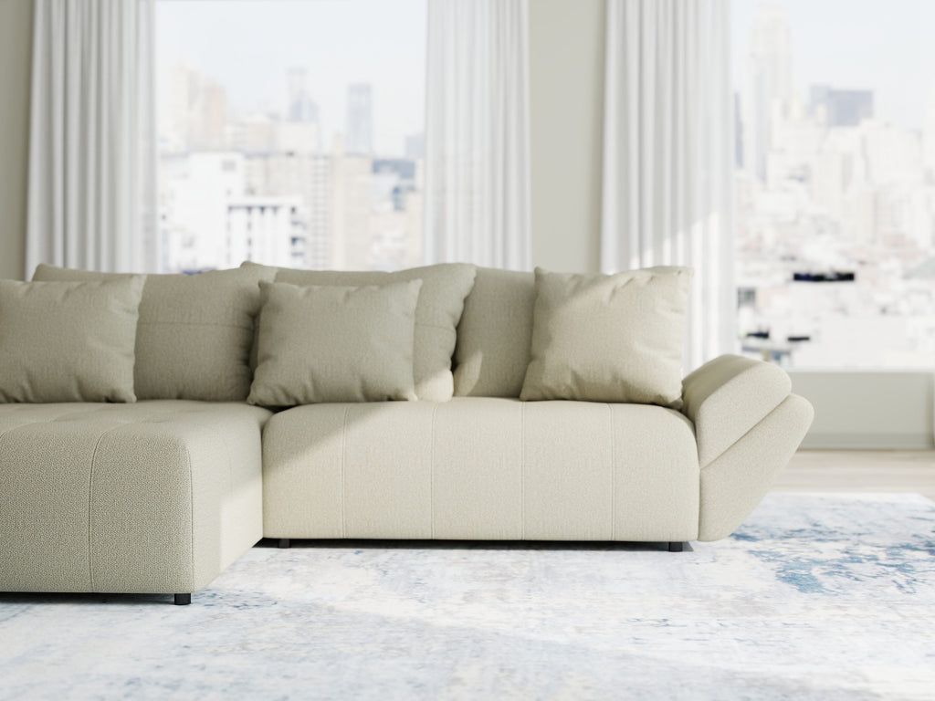 Colțar extensibil dumonde cu ladă de depozitare si sezut confortabil din spuma high-density, Berlin Enjoy Bej 280x185 cm