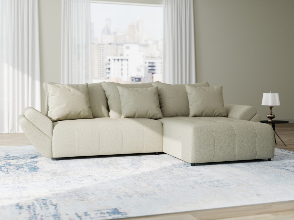 Colțar extensibil dumonde cu ladă de depozitare si sezut confortabil din spuma high-density, Berlin Enjoy Bej 280x185 cm II